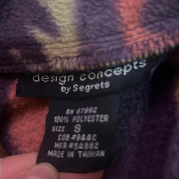 Colorful Patchwork Art Fleece button Jacket funky groovy nature leaves stars - Picture 2 of 4